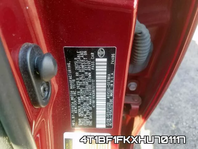 4T1BF1FKXHU701117 фото 2