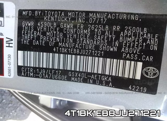 4T1BK1EB8JU271221 фото 9