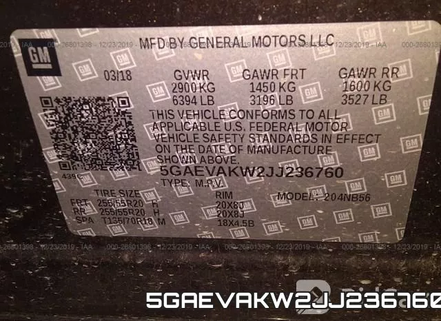5GAEVAKW2JJ236760 фото 8