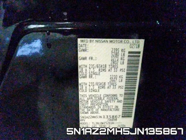 5N1AZ2MH5JN135867 фото 2