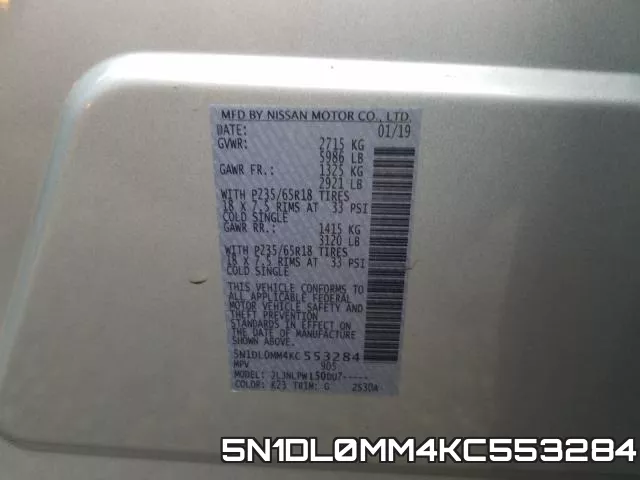 5N1DL0MM4KC553284 фото 2
