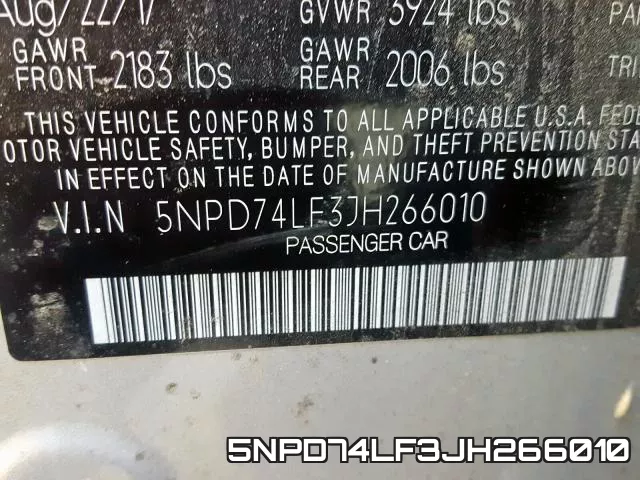 5NPD74LF3JH266010 фото 2