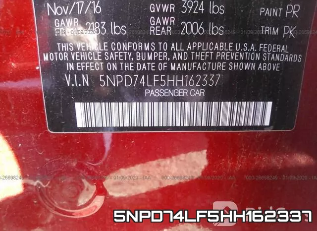 5NPD74LF5HH162337 фото 9