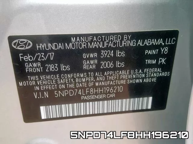5NPD74LF8HH196210 фото 2