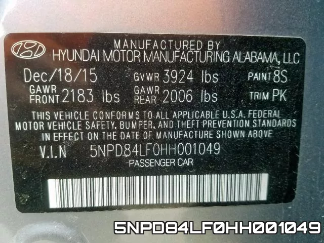 5NPD84LF0HH001049 фото 2