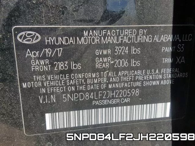 5NPD84LF2JH220598 фото 2