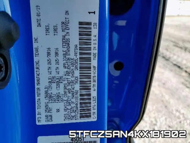 5TFCZ5AN4KX181902 фото 2