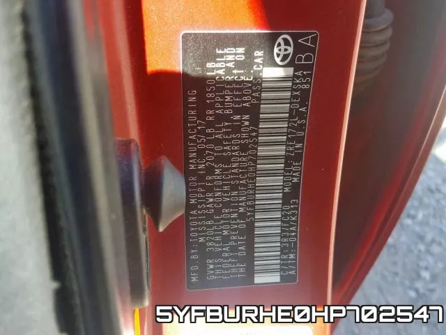 5YFBURHE0HP702547 фото 2