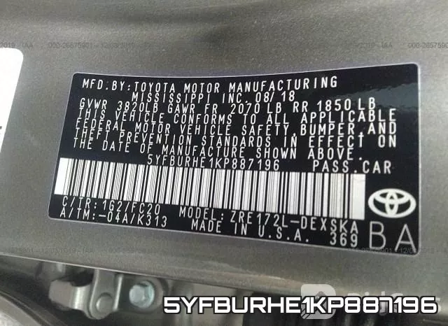 5YFBURHE1KP887196 фото 8