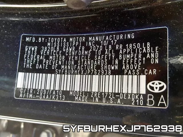 5YFBURHEXJP762938 фото 2