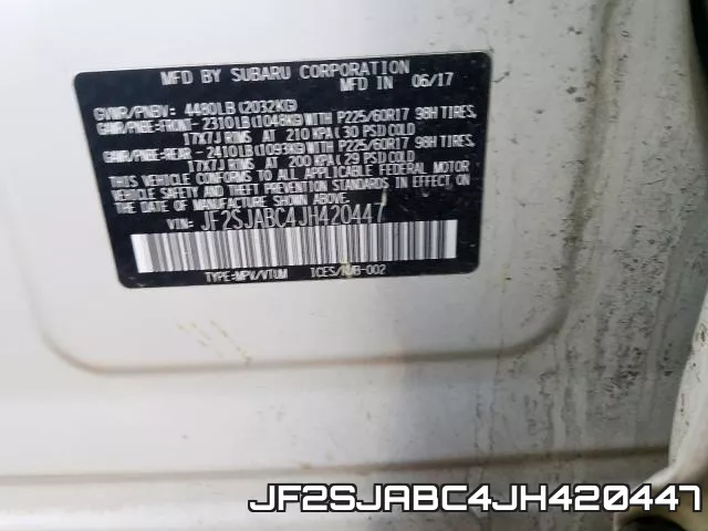 JF2SJABC4JH420447 фото 2