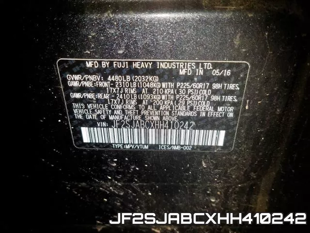 JF2SJABCXHH410242 фото 2
