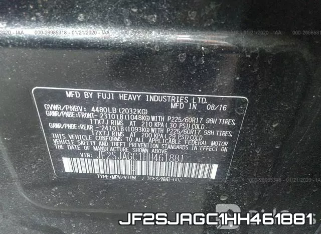 JF2SJAGC1HH461881 фото 8