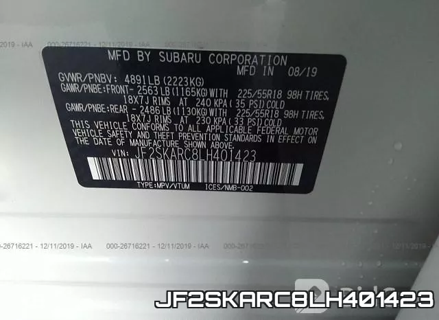 JF2SKARC8LH401423 фото 10