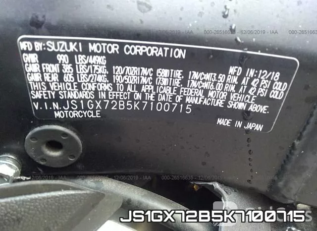 JS1GX72B5K7100715 фото 2