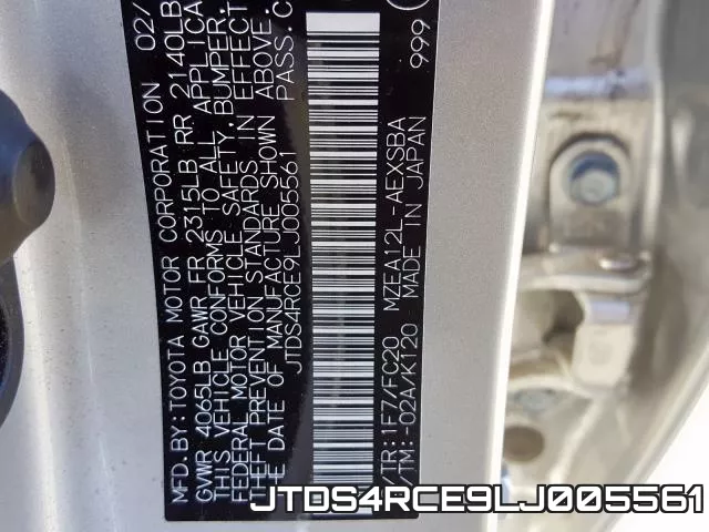 JTDS4RCE9LJ005561 фото 2