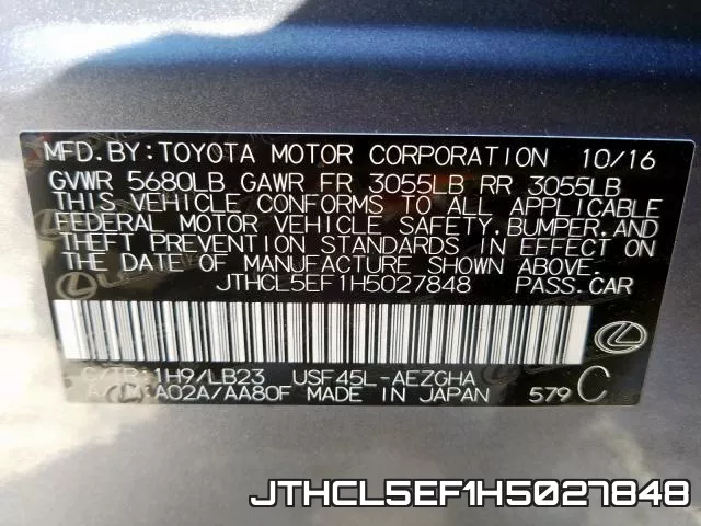 JTHCL5EF1H5027848 фото 2