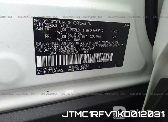 JTMC1RFV7KD012031 фото 10