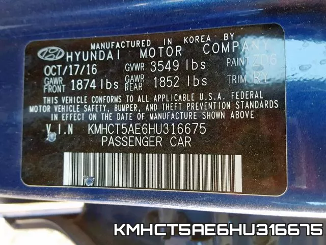 KMHCT5AE6HU316675 фото 2