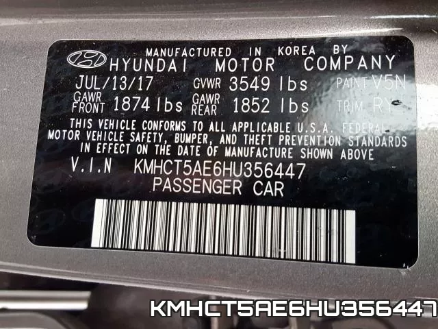 KMHCT5AE6HU356447 фото 2