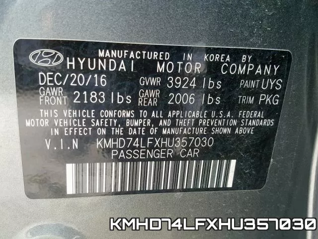 KMHD74LFXHU357030 фото 2
