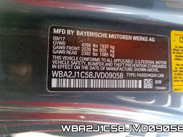 WBA2J1C58JVD09058 фото 2