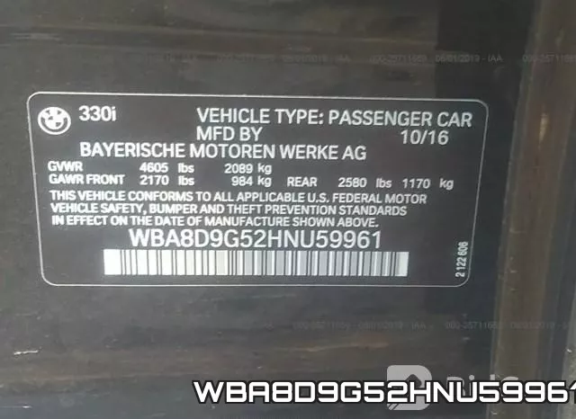 WBA8D9G52HNU59961 фото 9
