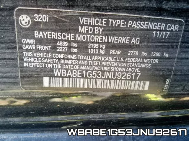 WBA8E1G53JNU92617 фото 2