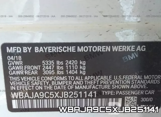 WBAJA9C5XJB251141 фото 8