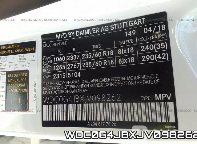 WDC0G4JBXJV098262 фото 8