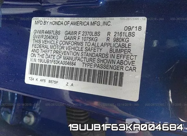19UUB1F63KA004684 фото 9