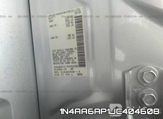 1N4AA6AP1JC404608 фото 7