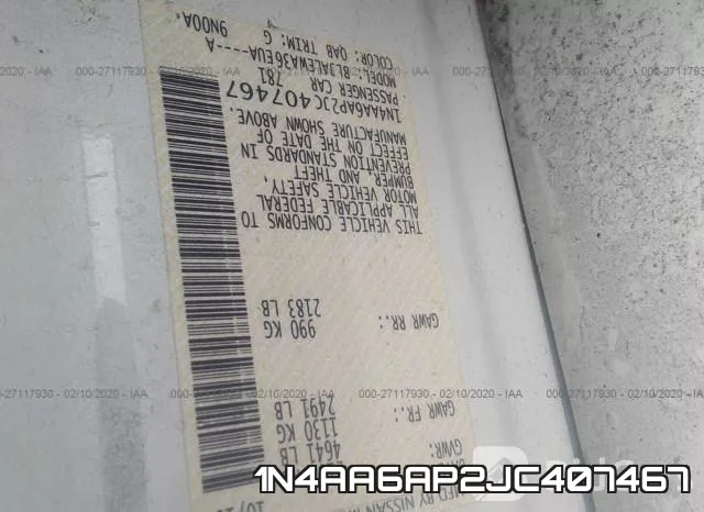 1N4AA6AP2JC407467 фото 7