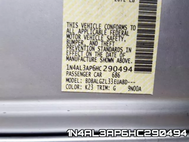 1N4AL3AP6HC290494 фото 2