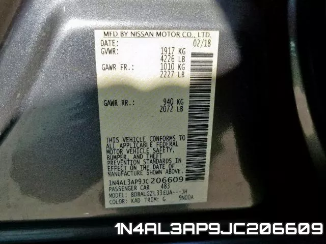 1N4AL3AP9JC206609 фото 2