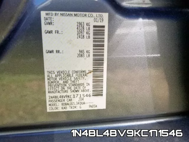 1N4BL4BV9KC171546 фото 2