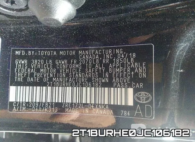 2T1BURHE0JC106182 фото 9