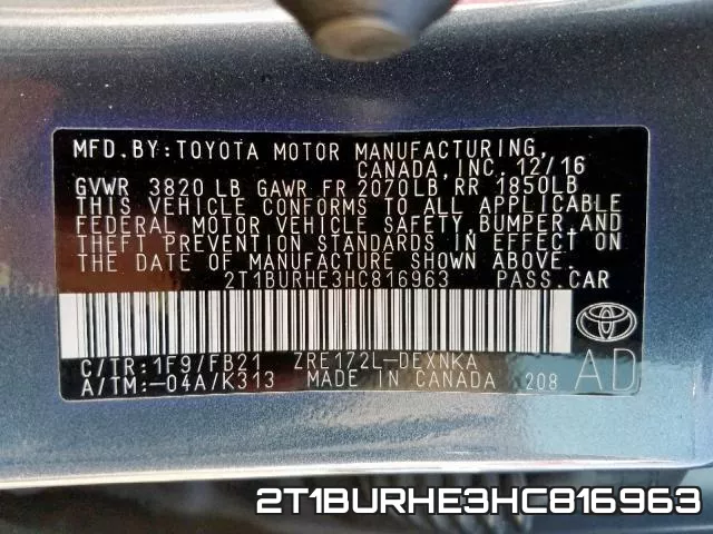 2T1BURHE3HC816963 фото 2