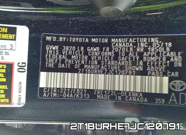 2T1BURHE7JC120791 фото 10