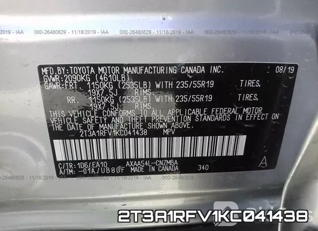 2T3A1RFV1KC041438 фото 9