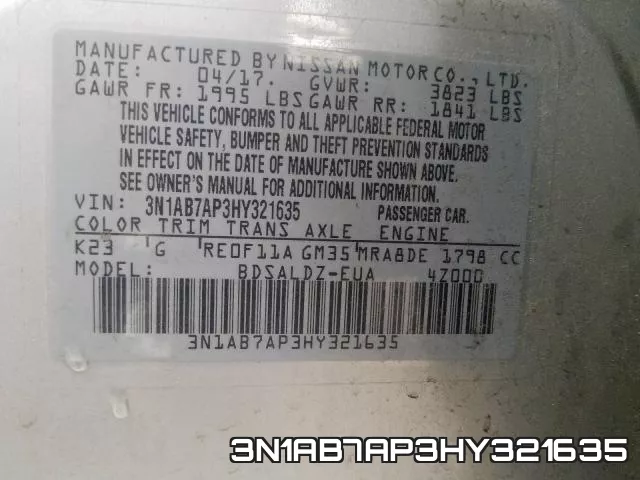 3N1AB7AP3HY321635 фото 2