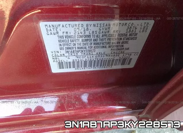 3N1AB7AP3KY228573 фото 8