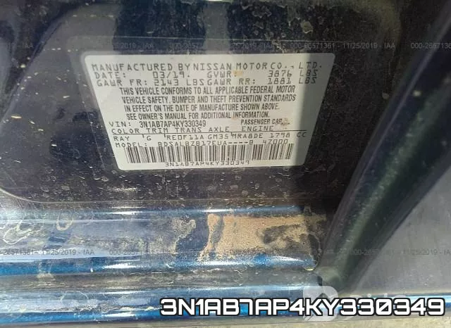 3N1AB7AP4KY330349 фото 8