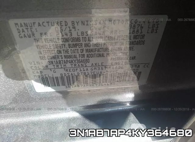 3N1AB7AP4KY364680 фото 8