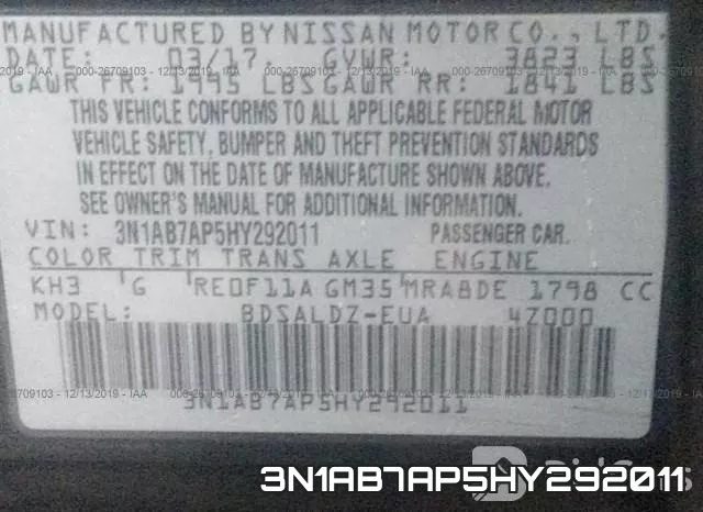 3N1AB7AP5HY292011 фото 7