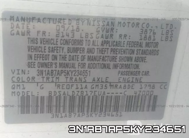 3N1AB7AP5KY234651 фото 8