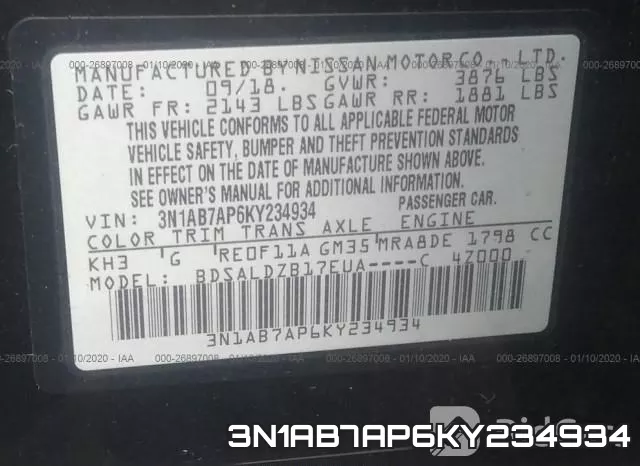 3N1AB7AP6KY234934 фото 7