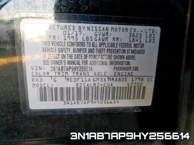 3N1AB7AP9HY256614 фото 2