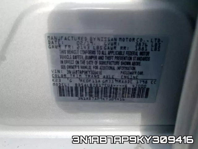 3N1AB7AP9KY309416 фото 2