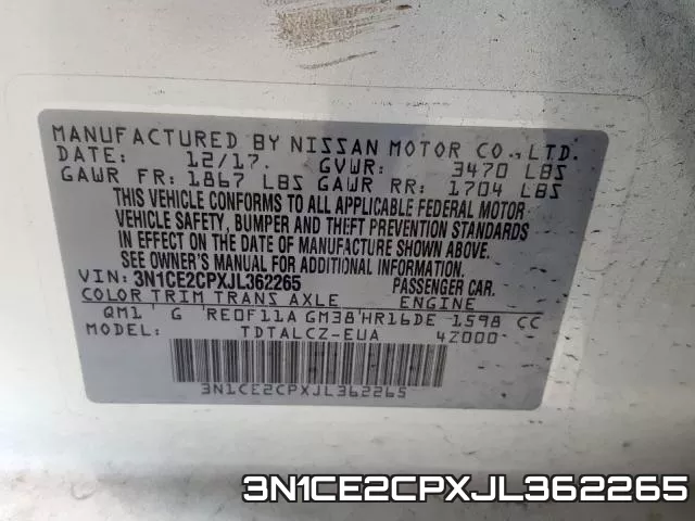 3N1CE2CPXJL362265 фото 2